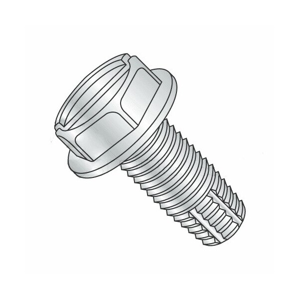 Newport Fasteners Thread Cutting Screw, 1/4"-20 x 3/4 in, Zinc Plated Steel Hex Head Slotted Drive, 2000 PK 893264-2000 - main